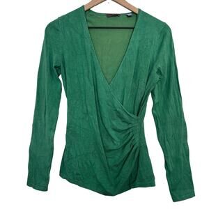 Cullen Emerald Green Silk Wrap Sweater Top Blouse Size Small